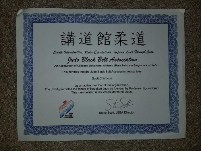 JBBA Membership Certificate