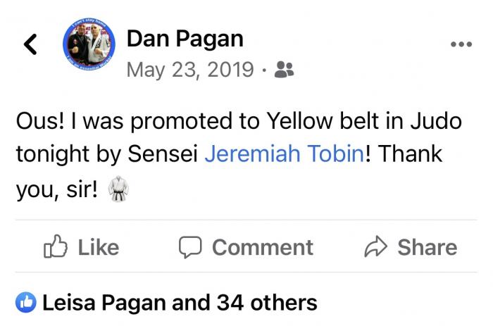 5th Kyu · May 23, 2019 · Promoted by Jeremiah Tobin, Yodan USJF #4686