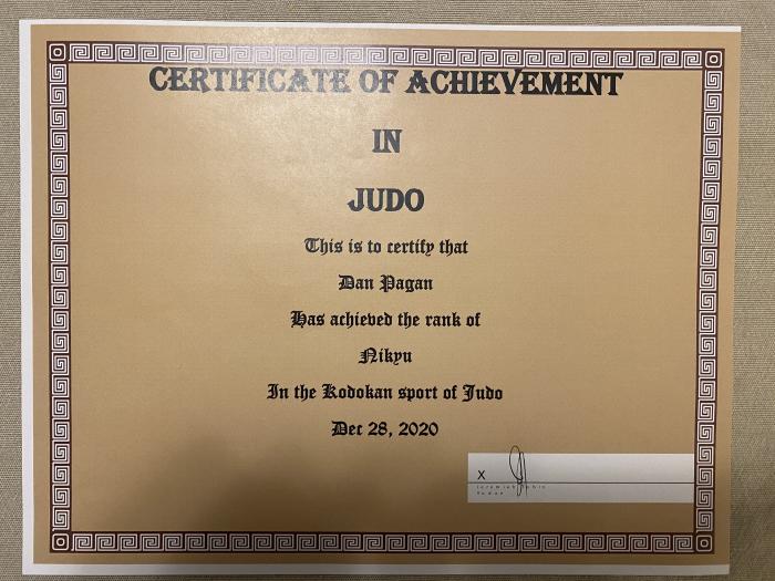 2nd Kyu · December 28, 2020 · Promoted by Jeremiah Tobin