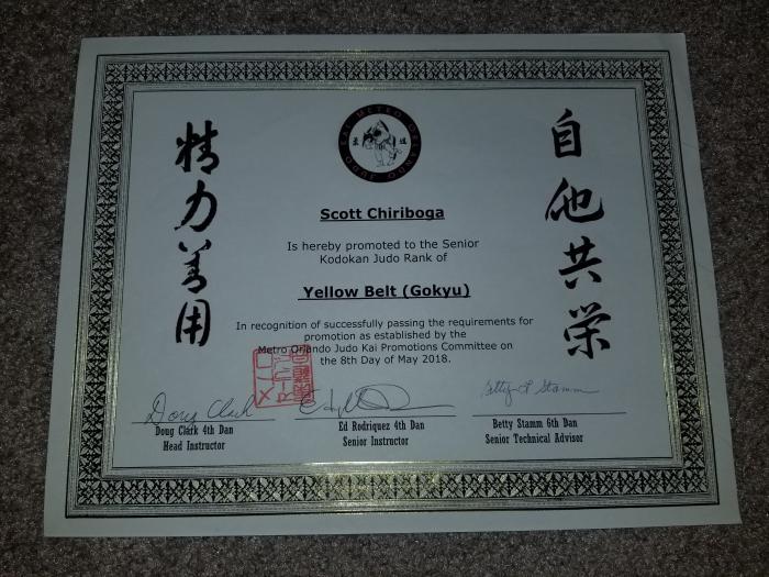 7th Kyu · April 7, 2018 · Promoted by Doug Clark