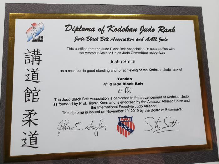 4th Dan · November 29, 2019 · Promoted by Steve Scott; for JBBA/AAU. Promoted by National Promotion Committee for USA Judo 9/21/2020