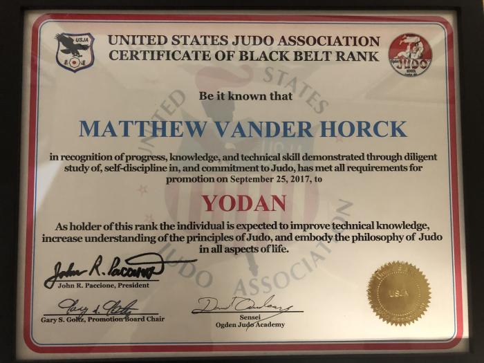4th Dan · September 25, 2017 · Promoted by Gary Goltz and David Overbury