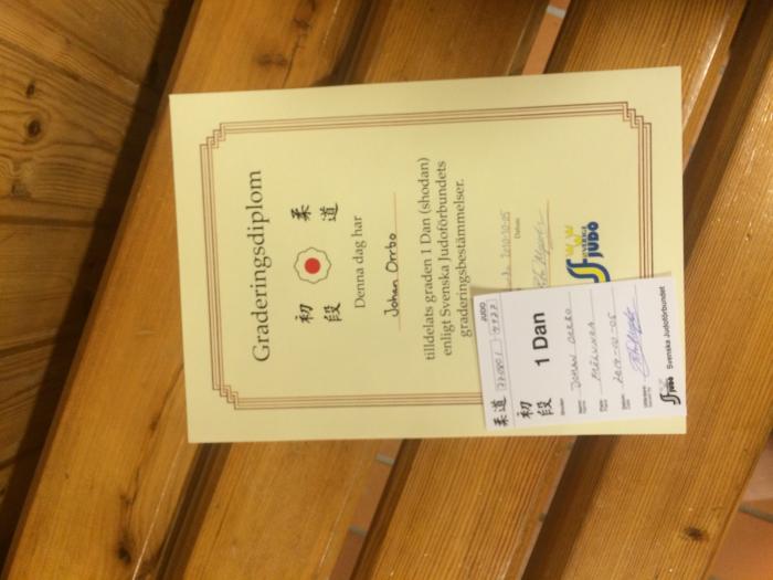 1st Dan · October 5, 2014 · Promoted by Swedish Judo federation Dan grading commitee