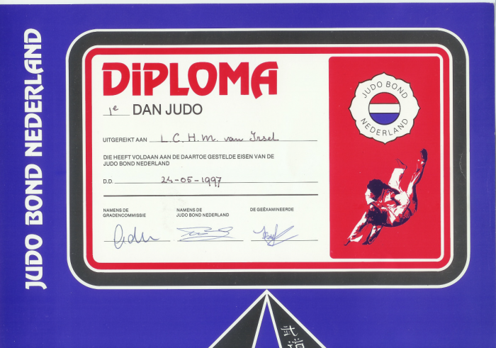 1st Dan · May 24, 1997 · Promoted by Trained to get there by Klaas Bakker from Judovereniging Nintai, promoted by JudoBond Nederland