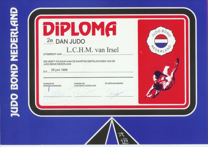 2nd Dan · June 28, 1998 · Promoted by Trained to get there by Klaas Bakker from Judovereniging Nintai, promoted by JudoBond Nederland