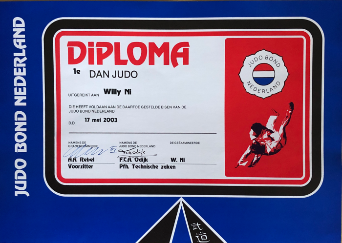 1st Dan · May 17, 2003 · Promoted by Judo Bond Nederland