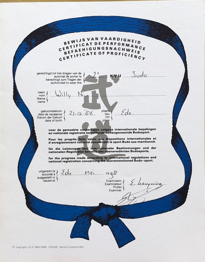 2nd Kyu · May 1, 1998 · Promoted by Edgar kruyning