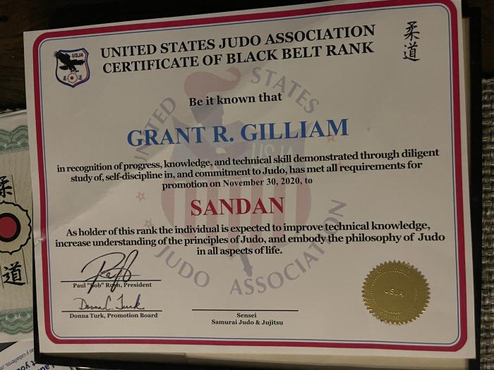 3rd Dan · November 30, 2020 · Promoted by David Parritt/ 5 panel USJA promotion board