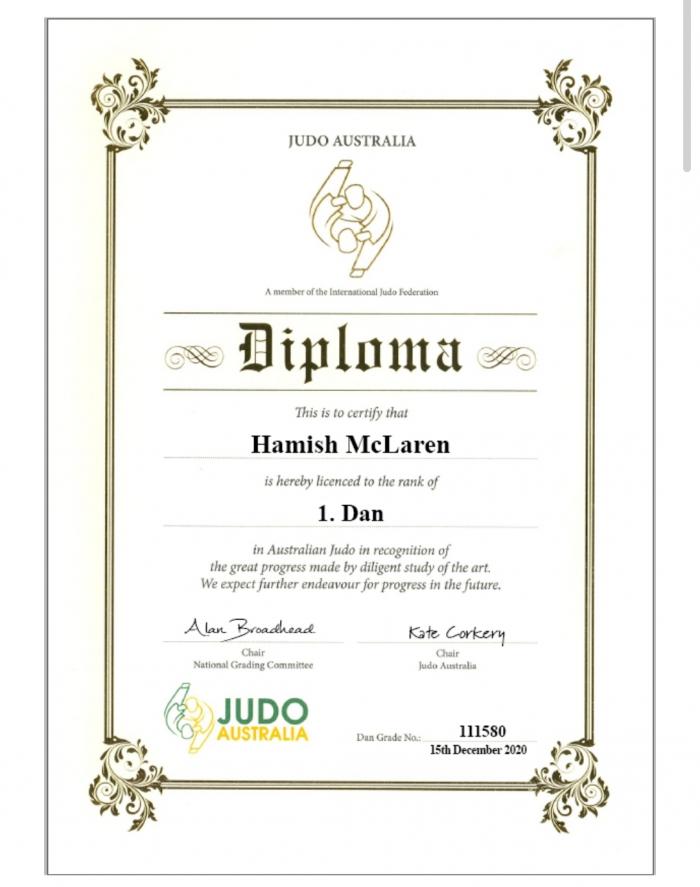 Dan Grade Certificate