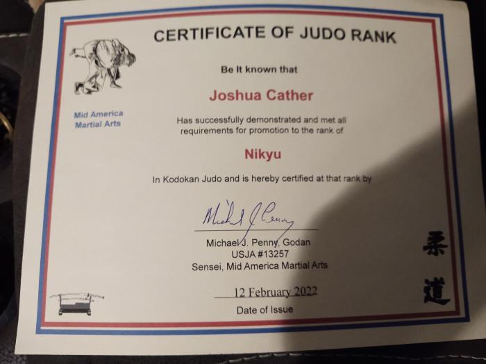 2nd Kyu · February 12, 2022 · Promoted by Michael Penny