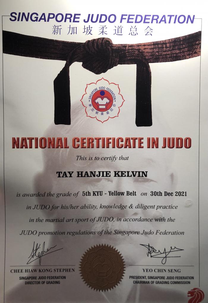 5th Kyu · December 30, 2021 · Promoted by SA Judo