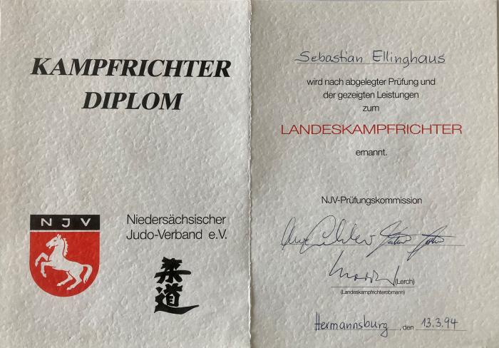 referee diploma (state -level /lower Saxony, Germany)