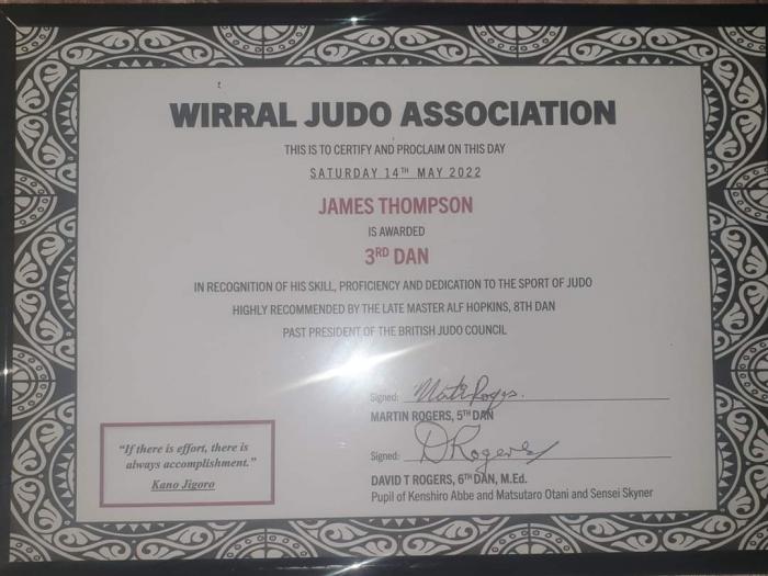 Wirral Judo Association 3rd Dan