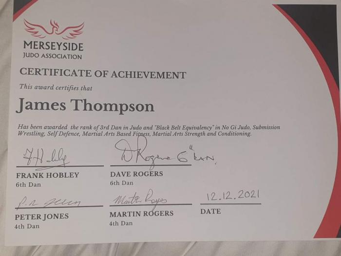 MERSEYSIDE JUDO ASSOCIATION 3RD DAN ORIGINAL