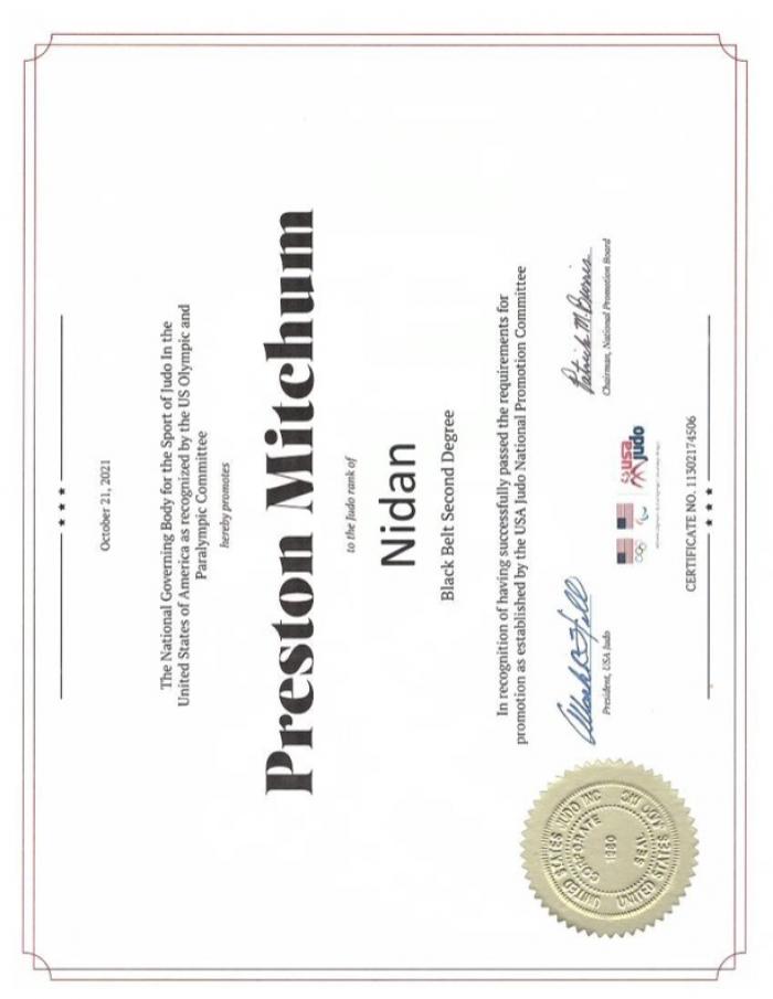 2nd Dan · October 21, 2021 · Promoted by Julian Abreu
