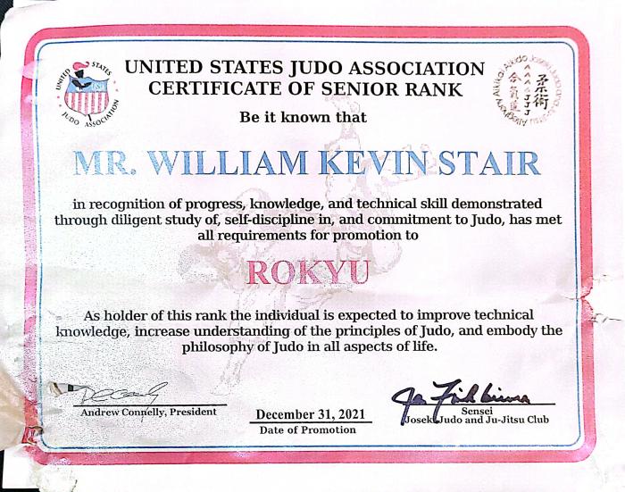 6th Kyu · December 31, 2021 · Promoted by Jan Finkbeiner