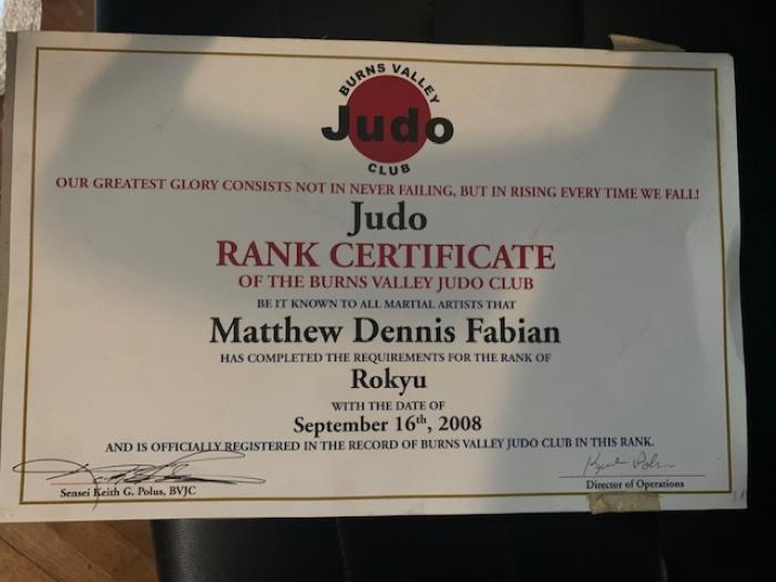 6th Kyu · September 16, 2008 · Promoted by Keith Polus