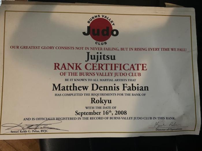 6th Kyu · September 16, 2008 · Promoted by Keith Polus