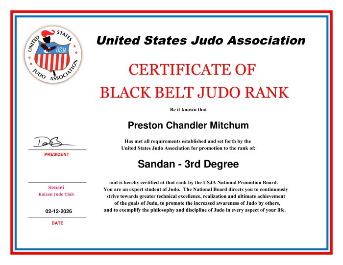 3rd Dan · February 12, 2026 · Promoted by Austin Hansen
