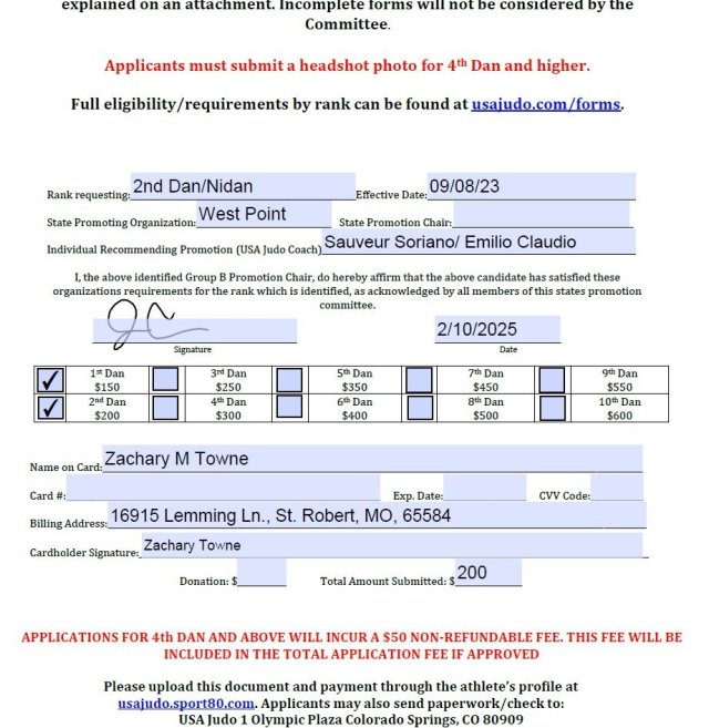 USAJ form signed by French Olymipic team Assistant Head Coach Suaveur Soriano